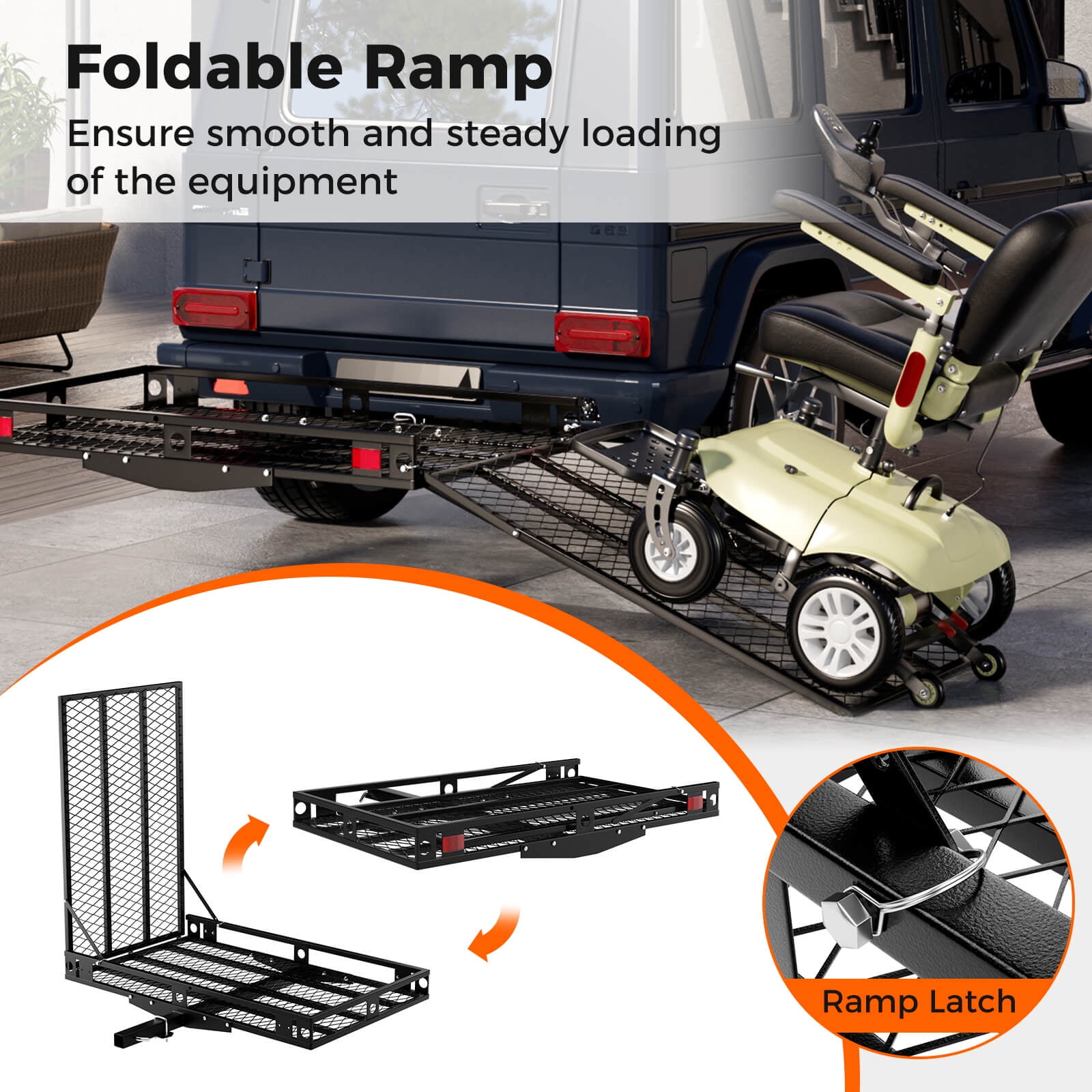 Costway 500lbs Wheelchair Vehicle Trailer Hitch Carrier, Handicap
