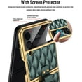 thumbnail image 2 of Dteck Samsung Z Flip 3 Case, Galaxy Z Flip 3 Case with Ring Stand, Premium Luxury PU Leather Fashion Cover With Camera Lens Protector Shockproof Protective Case for Samsung Galaxy Z Flip 3 - Green, 2 of 5