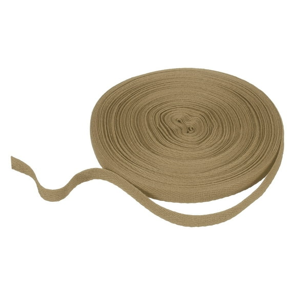 Cotton Twill Tape Ribbon 3/8 Inch 23 Yard Herringbone Webbing Tape Roll Bias Binding Tape for DIY Crafts Sewing Gift Wrapping, Khaki
