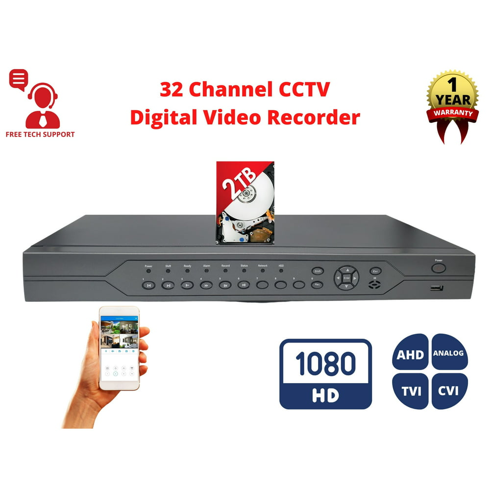 Evertech 32 Channel H.265 High Definition DVR with 2 TB Hard Drive HD