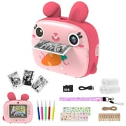 Instant Print Camera 1080p HD That Instant Print Photos With 3 Rolls Print Paper & 32GB Memory Card For Birthday Gifts (Pink)