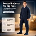 thumbnail image 2 of Big Feet Pjs Kids Navy Fleece Footed Pajamas – Ultra Soft, Anti-Pill, Non-Slip Soles, Easy Zipper, Machine Washable Sleepwear for Boys, 2 of 8