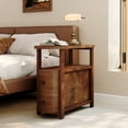 thumbnail image 5 of Finmind Solid Wood End Table with 2 Drawers, Fully Assembled Narrow Side Table, Slim Nightstand for Bedroom, Walnut Brown, 5 of 7