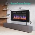 thumbnail image 2 of 50 in. Wall-Mounted and Recessed Electric Fireplace with Remote, 2-in-1 Insert, Linear Fireplace Heater with Timer, Adjustable Flame and Colors, 750W/1500W, Digital Thermostat, Overheat Protection, 2 of 10