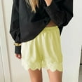 thumbnail image 5 of Ahabrexf Casual Shorts for Women,Fashionable Lace and Satin Elastic Waist Sleepwear Home Shorts with Flat Hem, 5 of 7