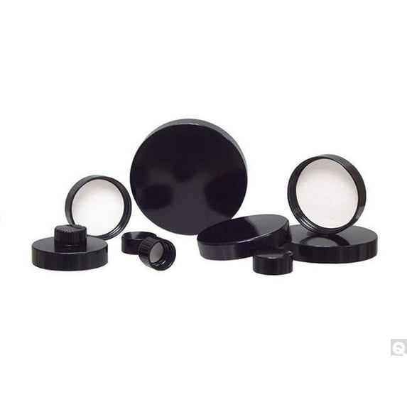 18-400 Black Ribbed Phenolic Cap with Pulp & Vinyl Liner - 12 Per Pack - Pack of 576