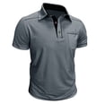 thumbnail image 5 of BRGZLK Mens Polo Shirts Short Sleeve Solid Color Button Down Bussiness Casual Work Tshirts Fashion Contrast Trim Golf Henley Tee Tops, 5 of 6