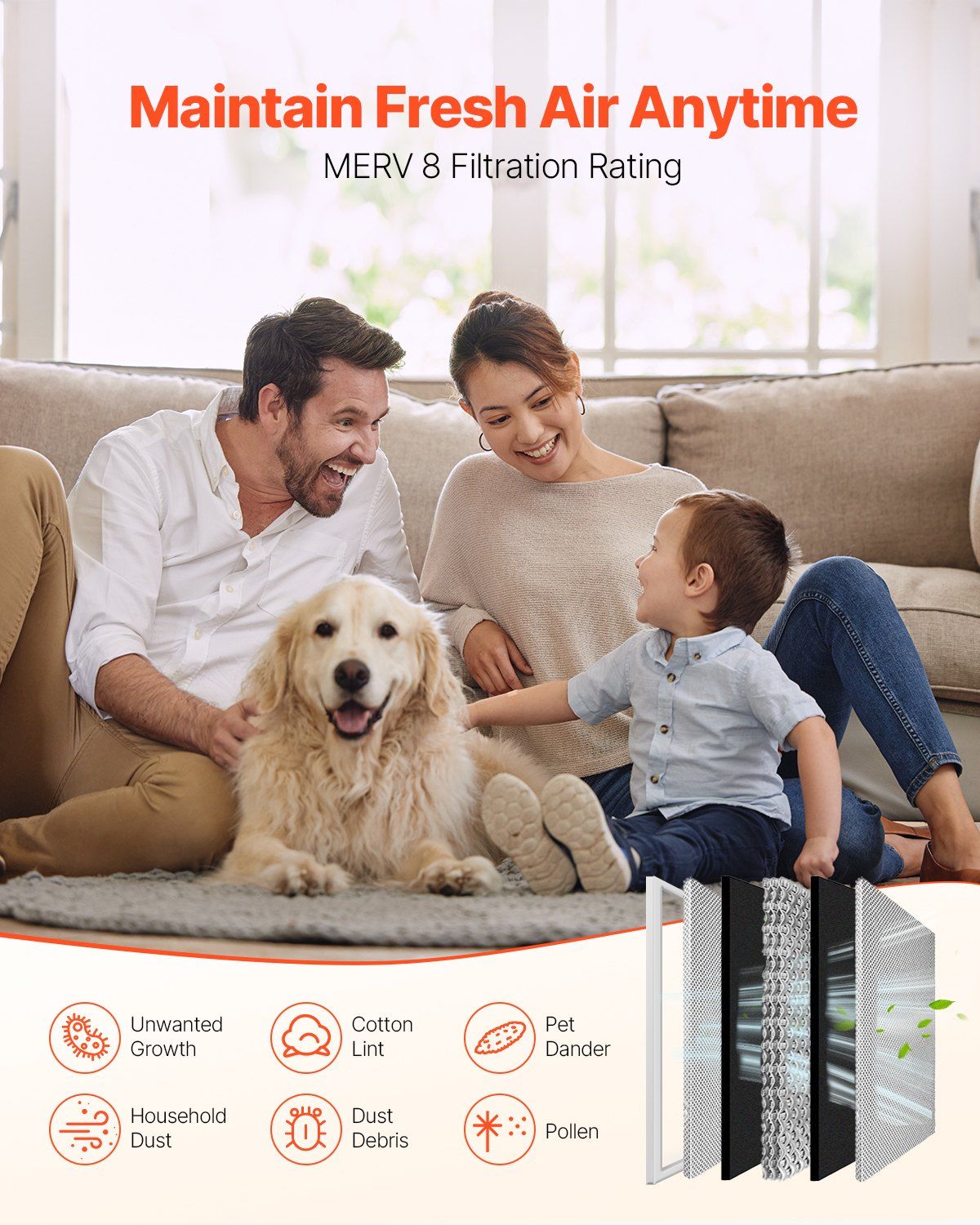 20x20x1 Aluminum Electrostatic Air Filter MERV 8 with Actual Size 19.75x19.75x0.82 Inches, Washable and Reusable Furnace Filter Compatible with HVAC Systems for Cleaner and Healthier Indoor Air