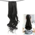 thumbnail image 3 of Peluca de pelo rizado de 48 cm de largo con coletas y cordón sintético, extensiones de cola de caballo onduladas (negro natural), 3 of 5