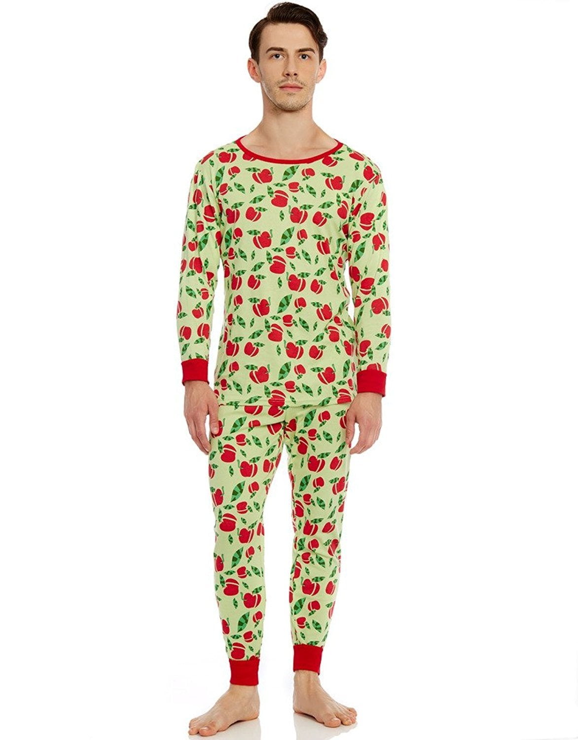 Leveret Men/'s Apple Fitted Pajama Set 100/% Organic Cotton Size XS-XL