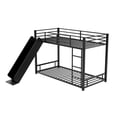 thumbnail image 4 of Harper & Bright Designs Twin Floor Bunk Bed with Slide, Twin Over Twin Metal Bunk Bed Frame with Ladder and Guardrail for Boys Girls, Black, 4 of 15