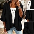 thumbnail image 5 of Denim Jackets for Women, Elbow-Length Sleeve Outerwear with Flared Sleeves & Open Front Design, Commuting Street Casual Wear | VerBelle,Black L, 5 of 9