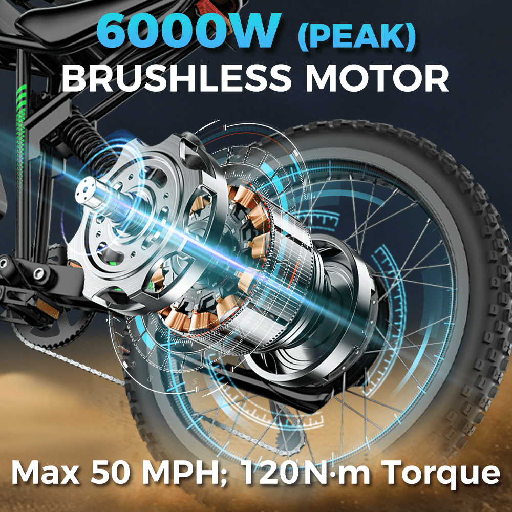 Electric Motorycle for Adults,50MPH/50 Miles Electric Dirt Bike, 6000W (Peak) , 60V 25Ah Long Range Removable Battery Mountain Ebike, NACHBIKE Raptor R3