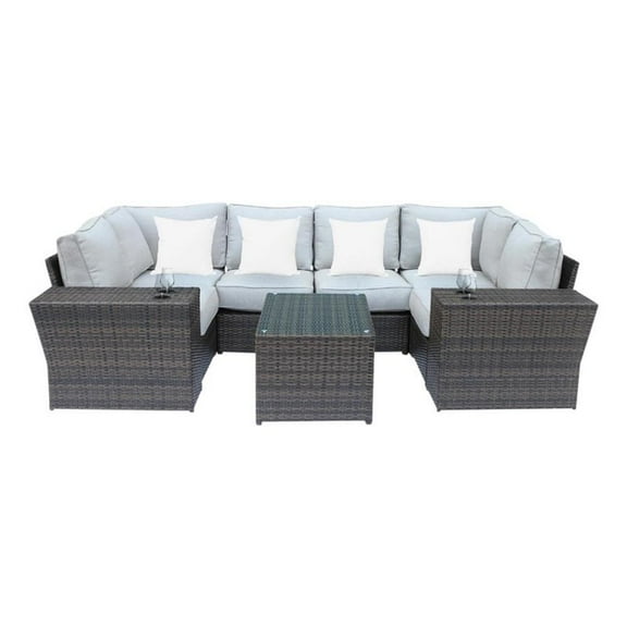 Living Source International 9-Piece Sectional Set with Cup Table in Espresso