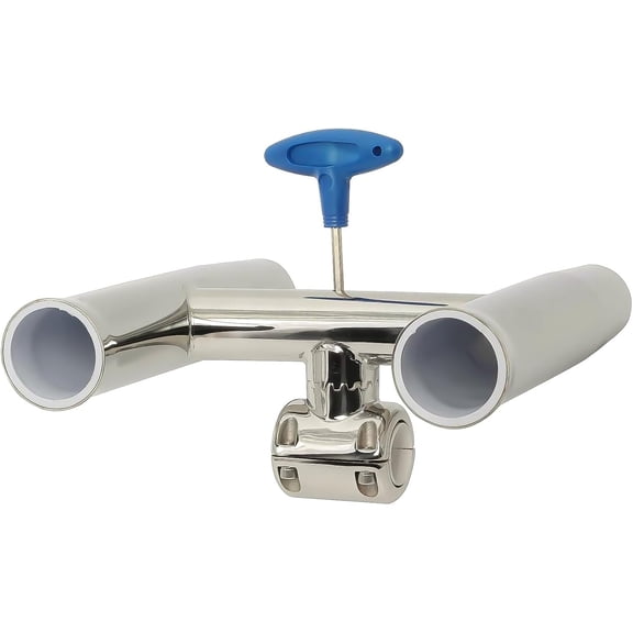 2 Tube Rocket Launcher Fishing Rod Holder, Adjustable Rod Holder fit for 1" or 1.26" Highly Polished Stainless Steel