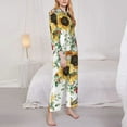 thumbnail image 4 of Kll Sunflowers Leaves And Birds Print Women'S Long Sleeve Pajamas With Pants Sleepwear Loungewear 2 Set-X-Large, 4 of 9