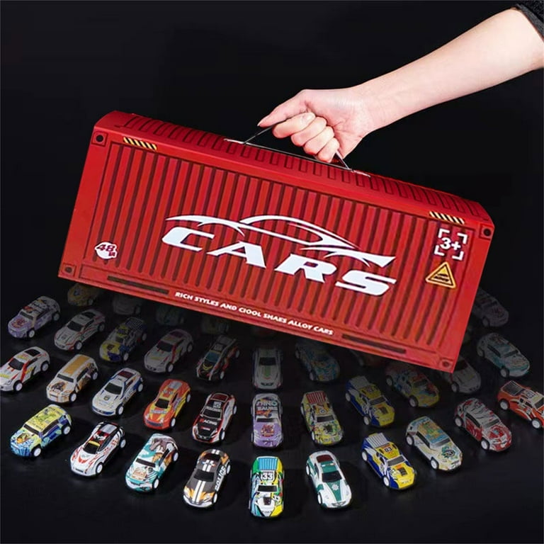 DanGing Toy Cars for Boys 48 Pcs Alloy Racing Car Set with Storage
