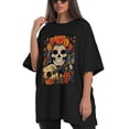 thumbnail image 4 of Plus Size Shirt for Women Black Tops for Women Short Sleeves Shirt for Women Skull (13) T Shirt Oversized Shirt for Women S, 4 of 5