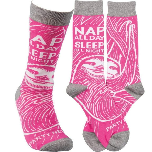 Primitives by Kathy Unisex Socks - Sleep All Day, Party Never, Sloth