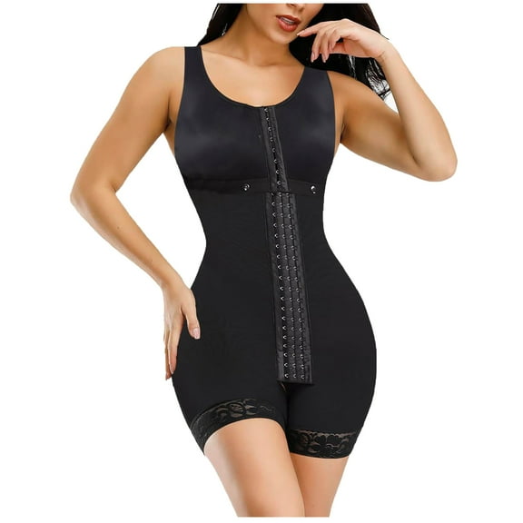 Odeerbi Shapewear for Women 2025 Tummy Control Bodysuit Suit U-Neck Vest Breasted Surgeries Lace Stitching Compression Garment Black