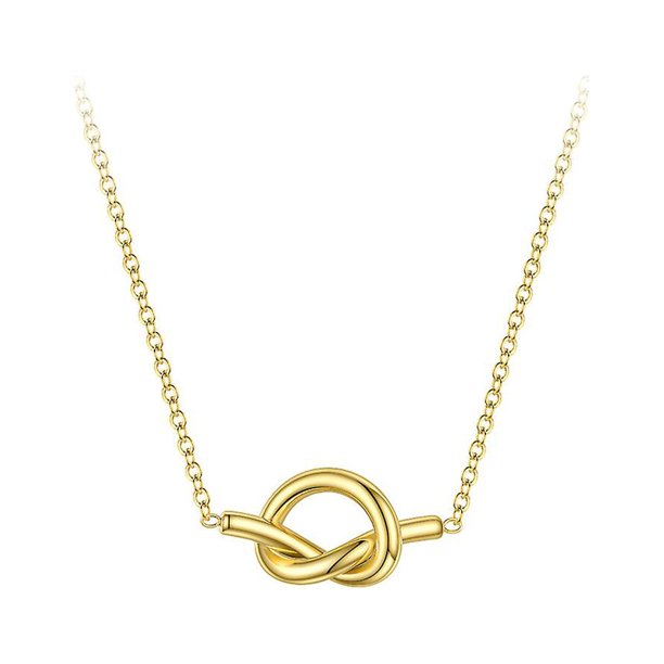 Bonito collar con colgante de nudo hueco para mujer, Gargantilla de corazón de acero inoxidable de Color dorado, joyería de moda para mujer P193057