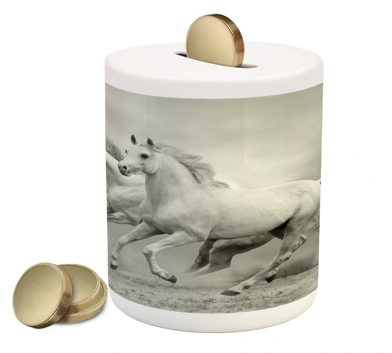 Horses Piggy Bank, Running Horses Symbolizing Passion for Freedom