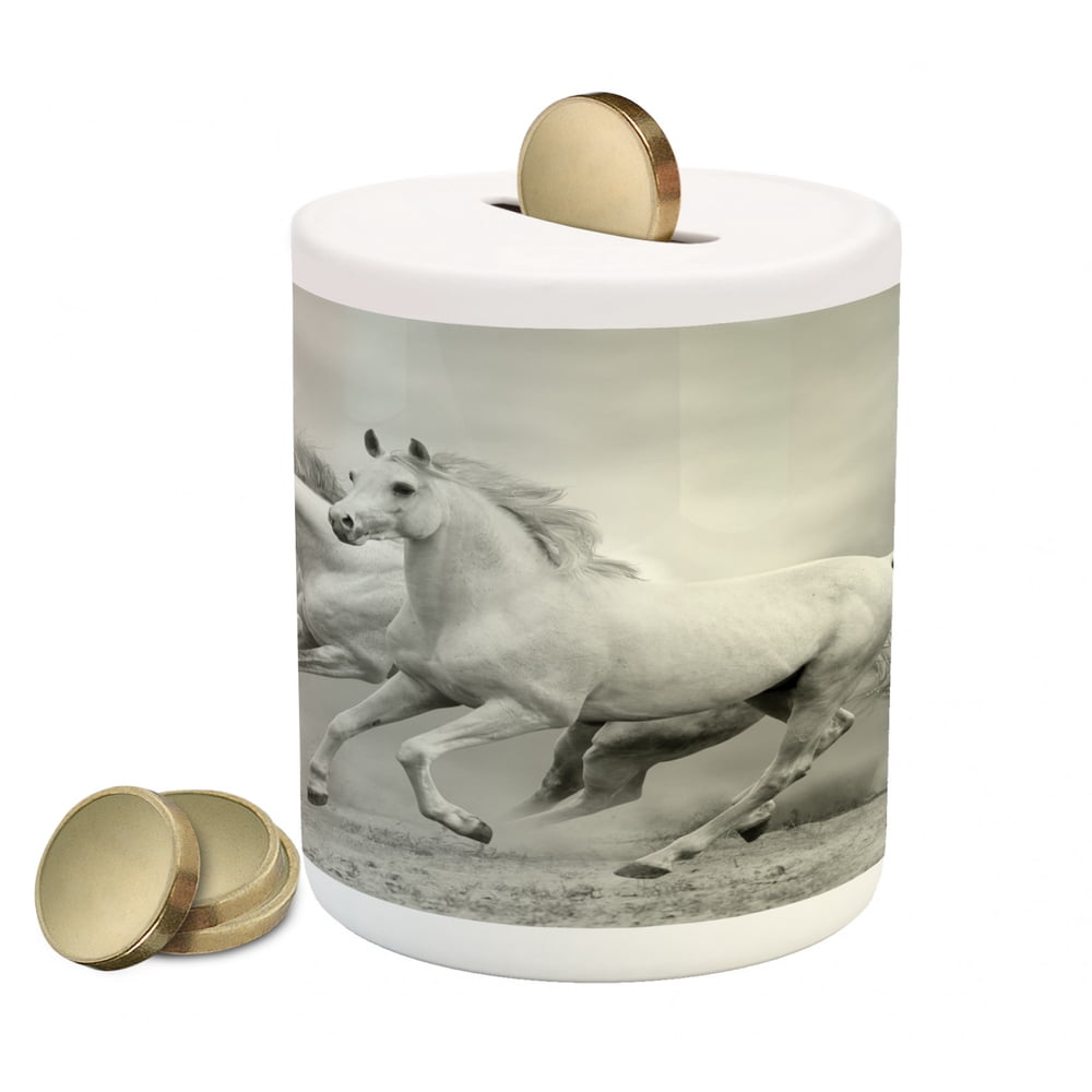 Horses Piggy Bank, Running Horses Symbolizing Passion for Freedom