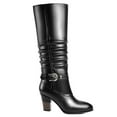 thumbnail image 2 of Ferwind Women's Tall Boots Block Heel Ruched Shaft Buckle Strap Adult Black 10, 2 of 8