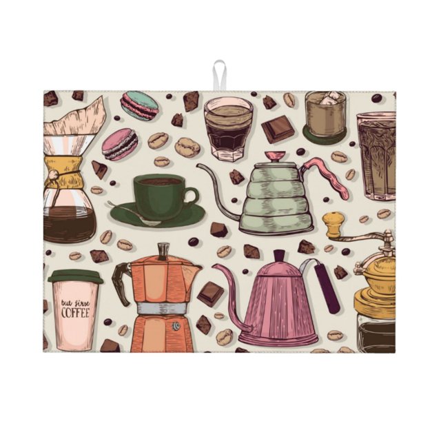 Fotbe Vintage Coffee Alfombrilla de Secado para Cocina con Estampado, 18x24 Pulgadas