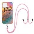 thumbnail image 1 of Funda de TPU con cordón para el cuello para iPhone 13 Pro Max, mariposa persiguiendo sueños, 1 of 4