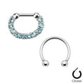 thumbnail image 4 of Pair of Septum Ring 16ga Combo Cartilage Surgical Steel CZ Gems, 4 of 5