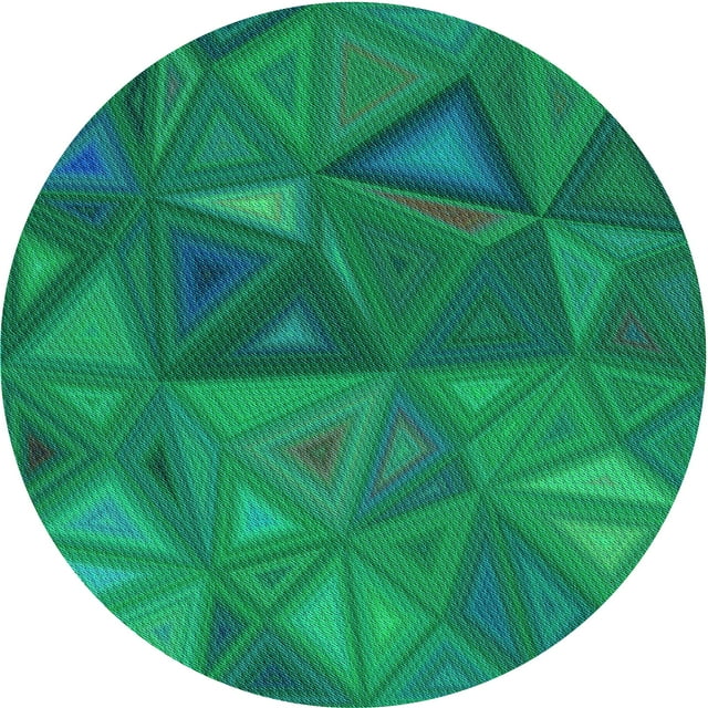 Ahgly Tapis Rond Lavable en Machine Intérieur Transitionnel Vert Printemps, 3 Pieds Rond
