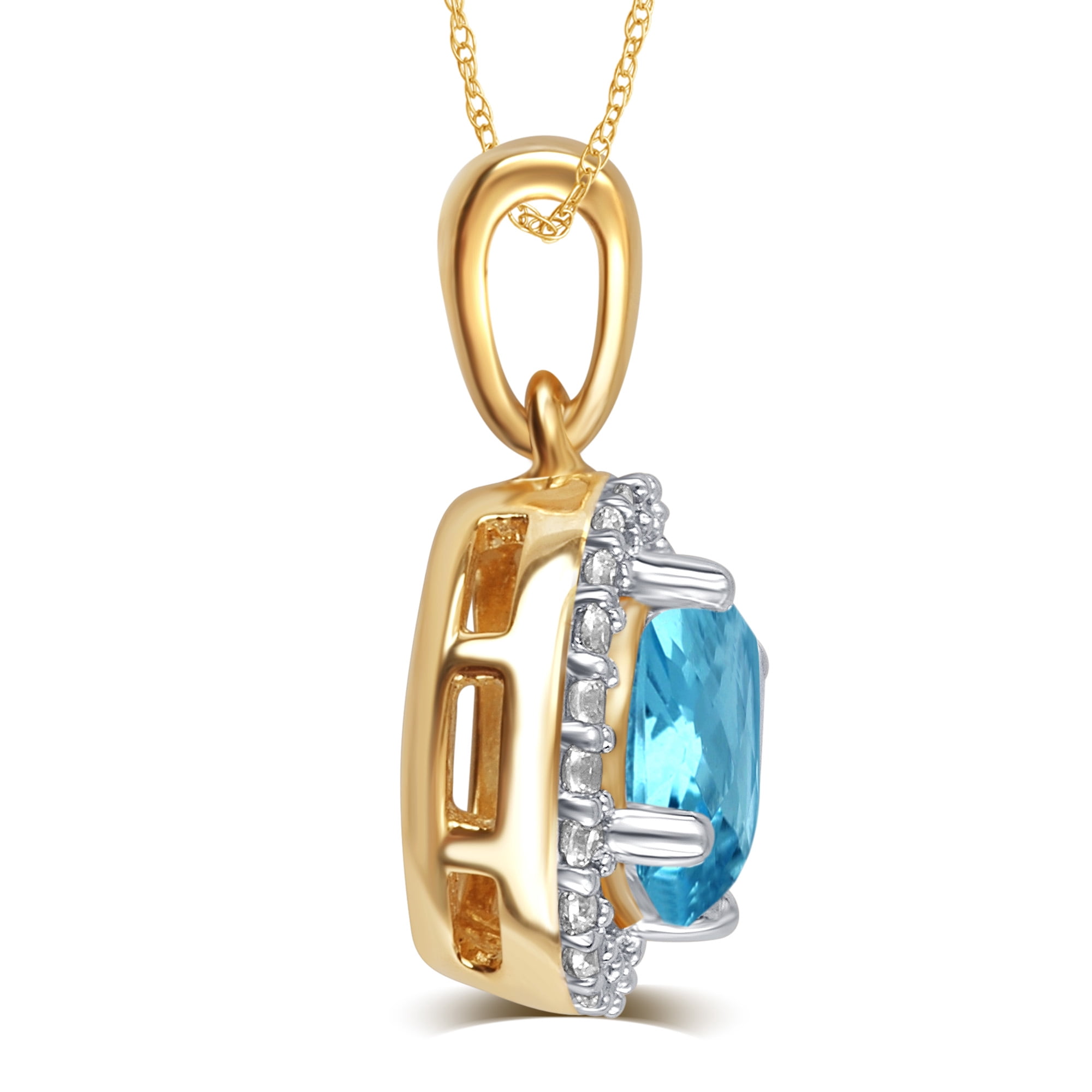 Aqua and White Sapphire Birthstone Pendant in Sterling Silver