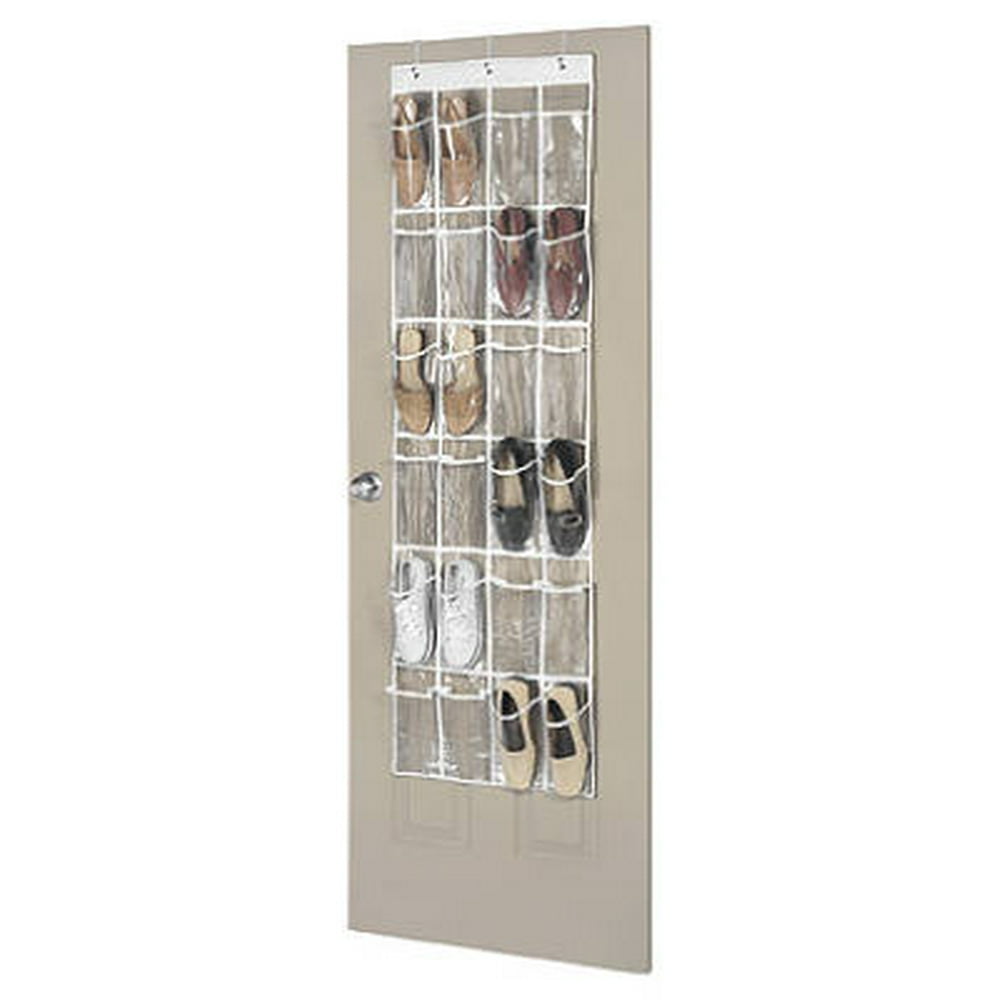 24 Pocket Clear Vinyl Over The Door Shoe Organizer Durable Breatha