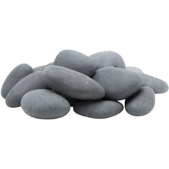 Rainforest Outdoor Decorative Natural Stone, Mexican Beach Pebbles, Grey, 3-5",2200lbs.