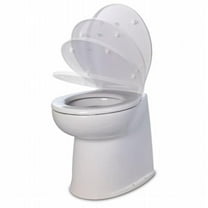 Jabsco 58040-3024 Deluxe Flush Fresh Water Electric Toilet with Soft Close Lid - 24V, 17 in.