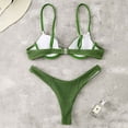 thumbnail image 4 of Elainilye Fashion Swimwear for Women Sexy High Breast Contrast Solid Split Bikini Set Two Piece Swimsuit Sets,Green, 4 of 8