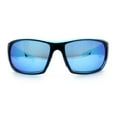 thumbnail image 3 of Mens Polarized Antiglare Biker Wrap Around Plastic Sport Sunglasses Black Blue - Blue Mirror, 3 of 8