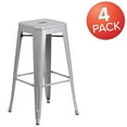 thumbnail image 4 of 4 Pk. Commercial Grade 30" High Backless Silver Metal Indoor-Outdoor Barstool with Square Seat, 4 of 9