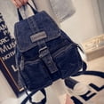 thumbnail image 4 of Sac à Dos en Denim Mode Rétro Lavé pour Étudiants Bleu Profond, 4 of 6