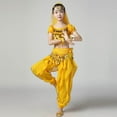 thumbnail image 5 of Kids Girls Belly Dance Halter Top Pants Costume Set Sequin Indian Dance Outfit with Head Veil Waist Chain and Bracelets, 5 of 7