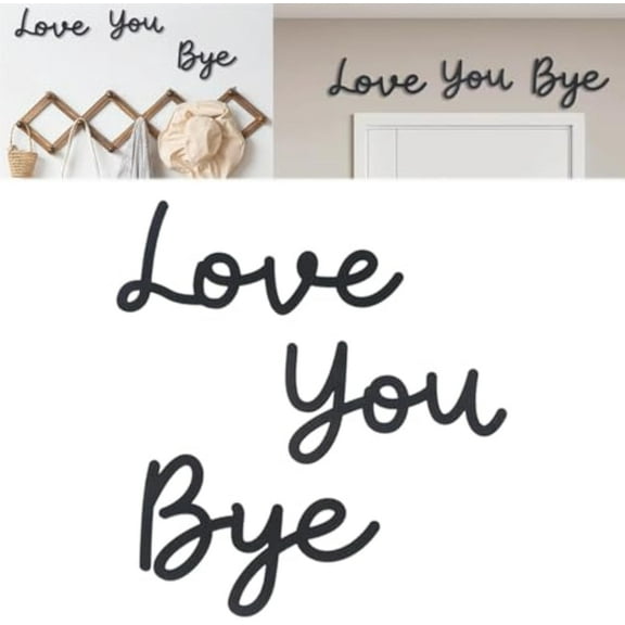 Bye Love You Sign Above Door, Love You Bye Wood Sign, Love You Bye Door Topper, Love You Bye Wall Decal, Family &Lovers Wall Art Decor for Home(Black,1pcs)