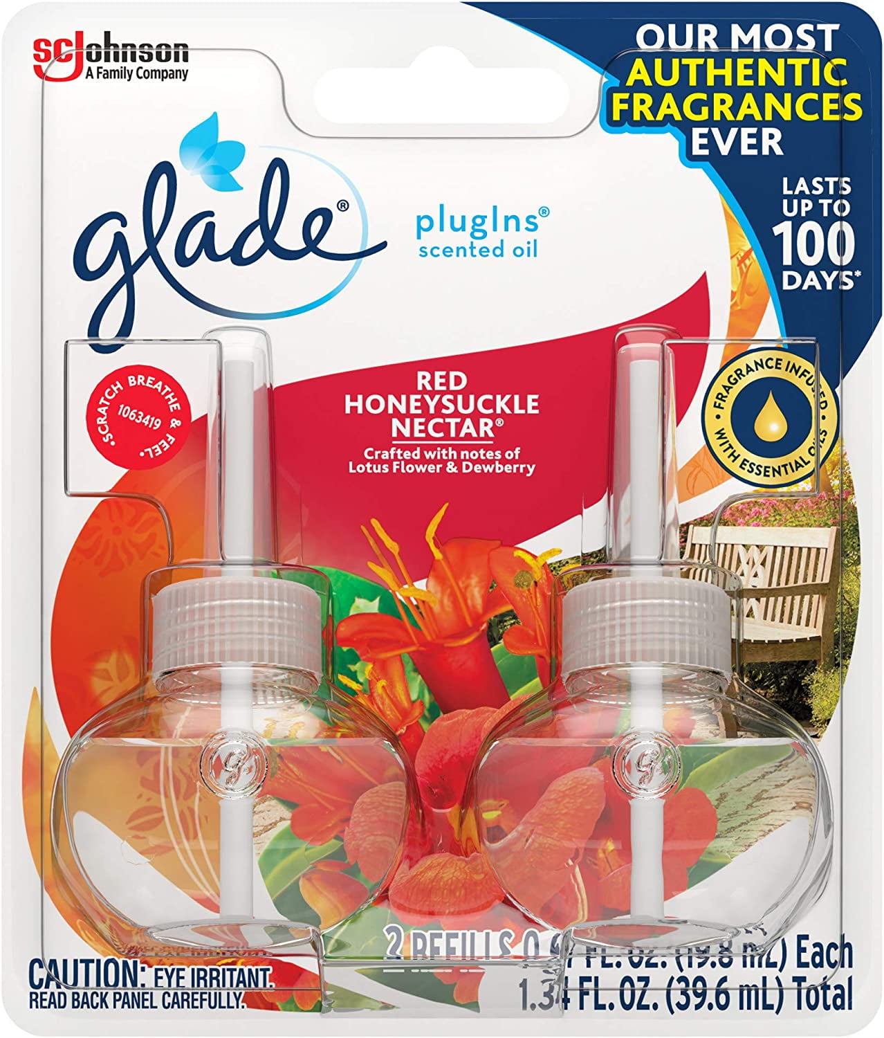Glade PlugIns Scented Oil Refill Red Honeysuckle Nectar, Essential Oil