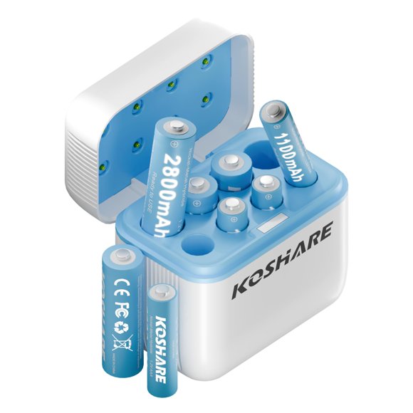 Cargador de batería Ni-MH KOSHARE de 2800 mAh AA y 1100 mAh AAA