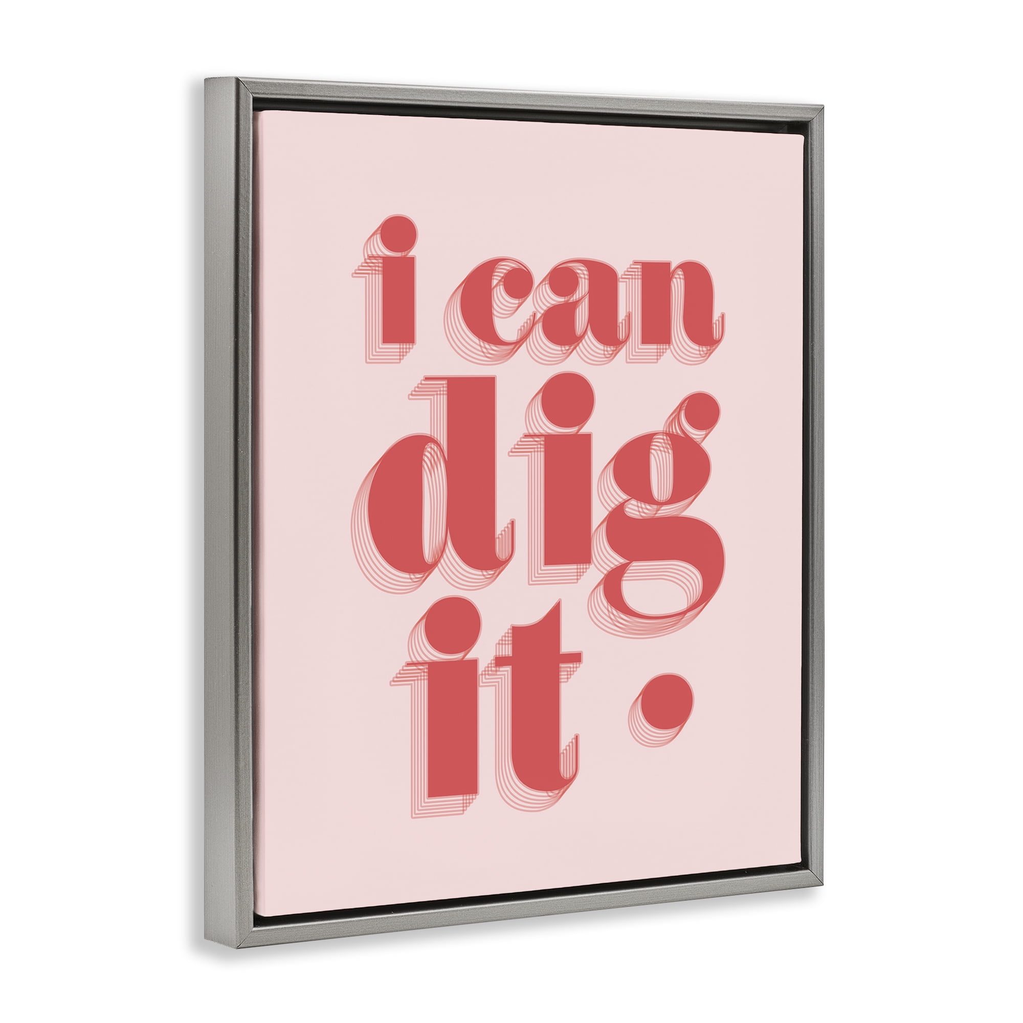 Stupell Industries I Can Dig It Phrase Typography Painting Gray Floater Framed Art Print Wall Art, 17 x 21