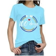 thumbnail image 5 of IROINNID Women's Casual Fashion T-shirt Short Sleeve Round Neck Happy 100th Day Of School Printed Tops, 5 of 7