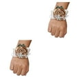 thumbnail image 3 of relayinert Unique Stretch Wristband With Handmade Satin Roses For Stylish Look Easy To Wear N21 khaki 2Set, 3 of 6