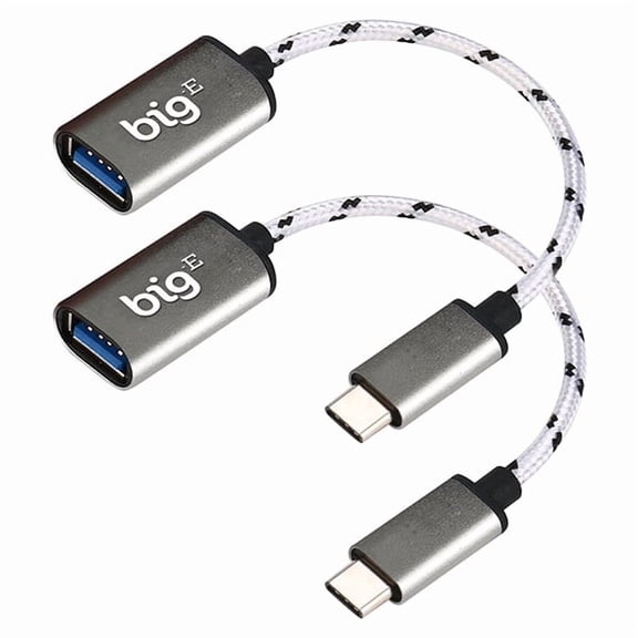 USB C to USB 3.0 A Female (2 Pack) OTG Adapter Compatible with Samsung Galaxy S21 Ultra for FULL USB Braided Thunderbolt 3 On The Go Cable Connector(SILVER)
