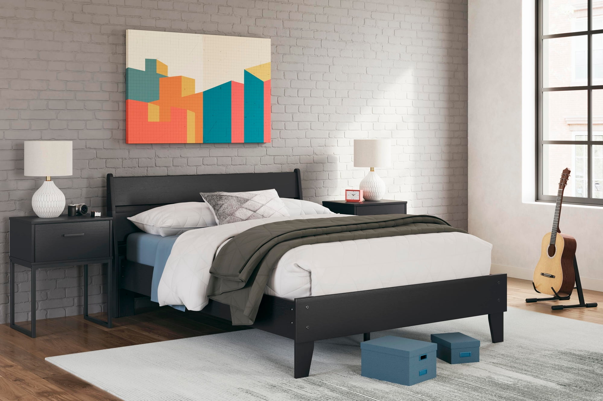 Signature Design by Ashley Socalle Full Panel Headboard in Matte Black Finish