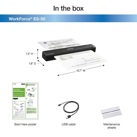 Epson - ES-50 Mobile Color Sheetfed Document Scanner - Black